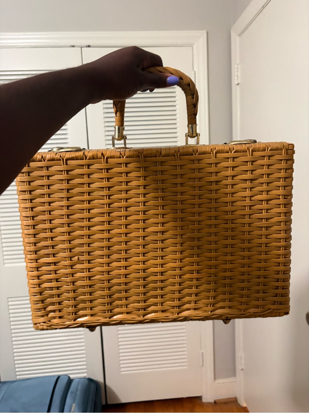 Woven Straw Brief Case in Honey Tan